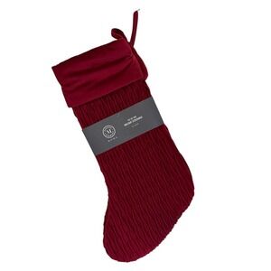 Martha Stewart Home Set of 2 Burgundy Red Textured 22 Inch Holiday Stockings NEW